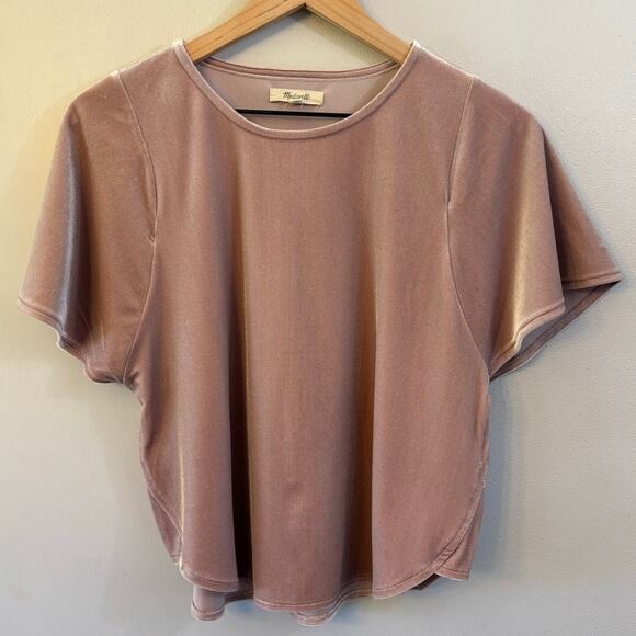 Madewell Velvet Butterfly Top in Blush Pink Small - Picture 1 of 4
